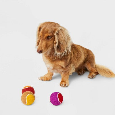 Zestaw trzech piłek tenisowych dla psa, wzorzyste
