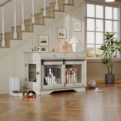 Meblowa klatka dla psa z szufladami, 47 cali