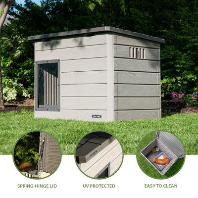 Solidna buda dla dużego psa w kolorze szarym