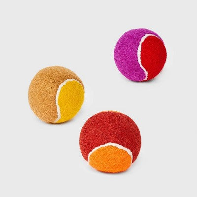 Zestaw trzech piłek tenisowych dla psa, wzorzyste