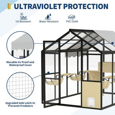 Wybieg z dachem wodoodpornym i wejściem bocznym
