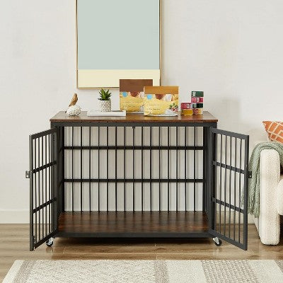 Meblowa klatka dla psa na kółkach, 43 cale