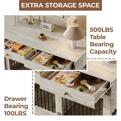 Meblowa klatka dla psa z szufladami, 47 cali