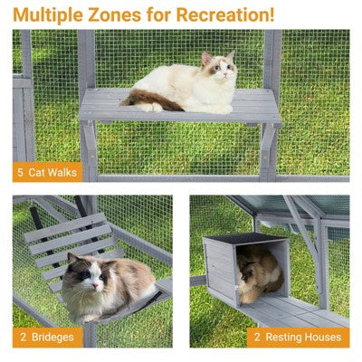 Trzypoziomowa woliera z wejściem i półpokrowcem